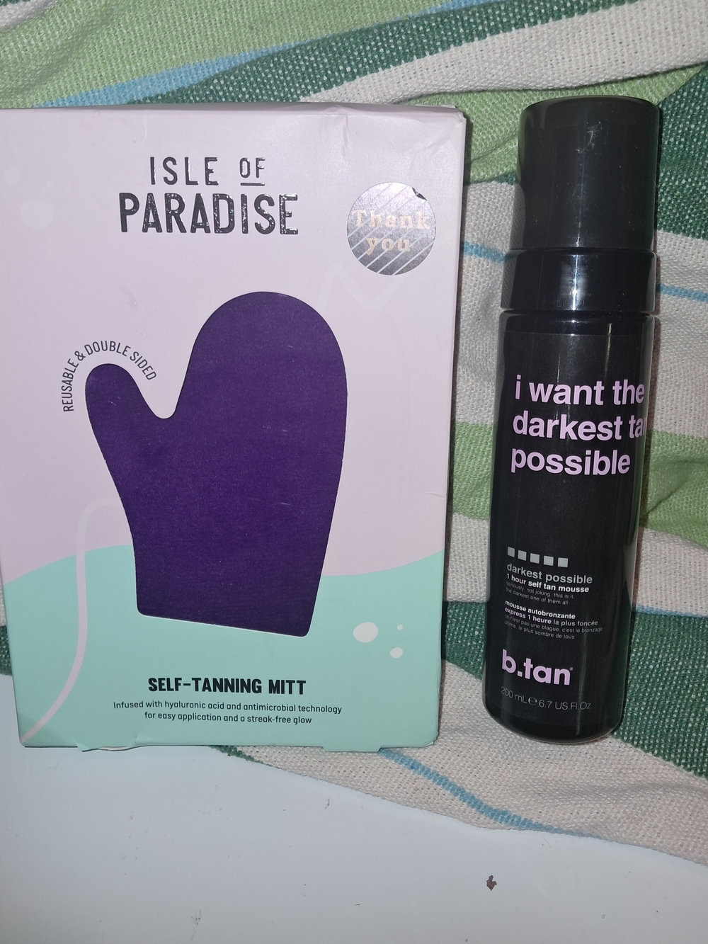 B. Tan Self-Tanning Mousse with Isle of Paradise Purple Self-Tanning Mitt